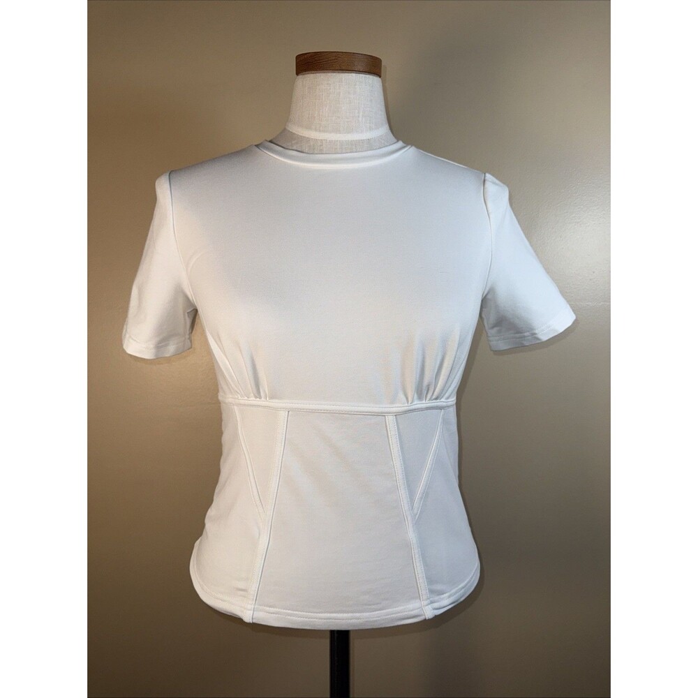 Walter Baker Medium White Cotton Blend Short Sleeve Top Spring Summer Minimalist